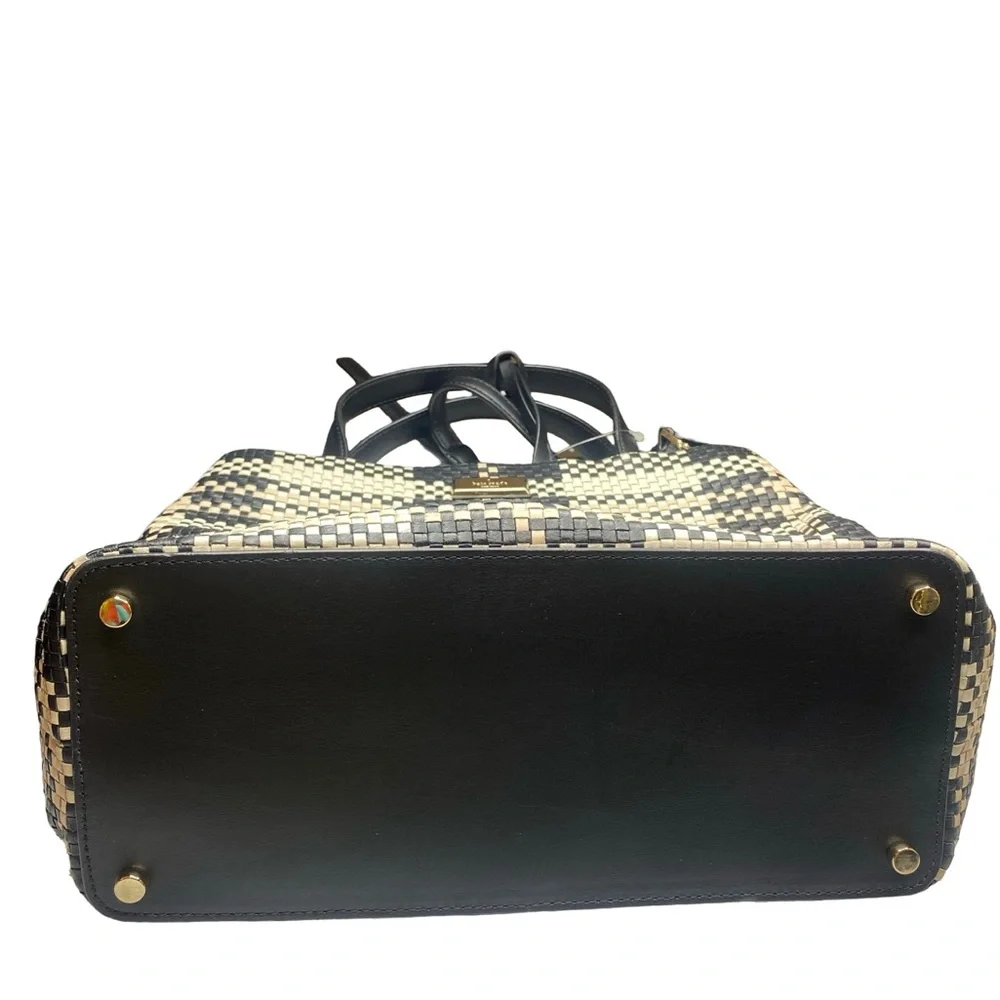 Kate Spade Porscha Barton Drive  Black and Cream Woven Tote